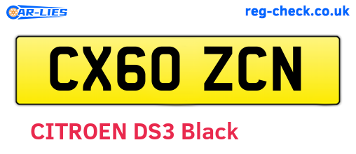 CX60ZCN are the vehicle registration plates.