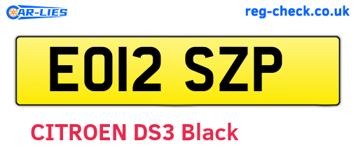 EO12SZP are the vehicle registration plates.