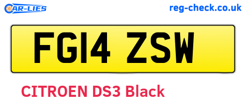 FG14ZSW are the vehicle registration plates.