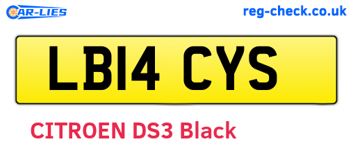 LB14CYS are the vehicle registration plates.