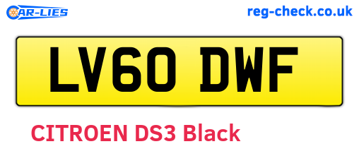 LV60DWF are the vehicle registration plates.