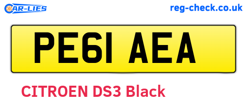 PE61AEA are the vehicle registration plates.