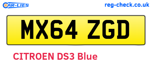 MX64ZGD are the vehicle registration plates.