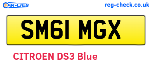 SM61MGX are the vehicle registration plates.