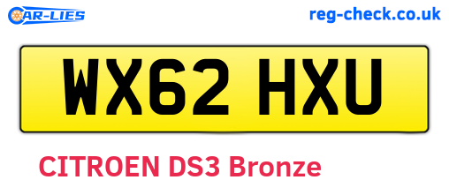 WX62HXU are the vehicle registration plates.
