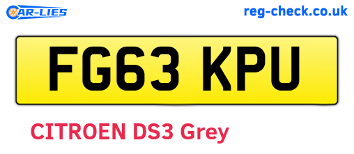 FG63KPU are the vehicle registration plates.