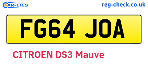 FG64JOA are the vehicle registration plates.