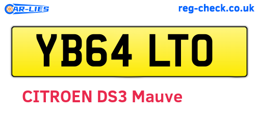 YB64LTO are the vehicle registration plates.