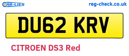 DU62KRV are the vehicle registration plates.