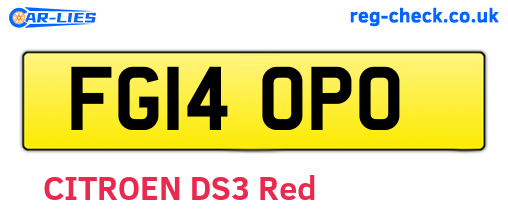 FG14OPO are the vehicle registration plates.