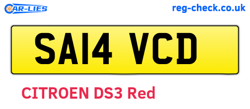 SA14VCD are the vehicle registration plates.