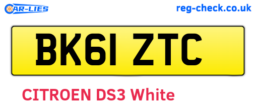 BK61ZTC are the vehicle registration plates.