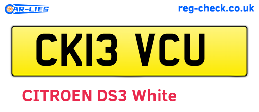 CK13VCU are the vehicle registration plates.