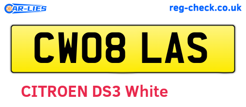 CW08LAS are the vehicle registration plates.