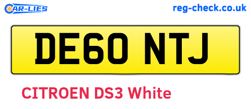 DE60NTJ are the vehicle registration plates.