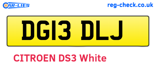 DG13DLJ are the vehicle registration plates.