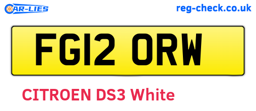 FG12ORW are the vehicle registration plates.