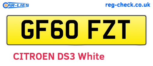 GF60FZT are the vehicle registration plates.