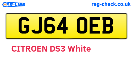 GJ64OEB are the vehicle registration plates.