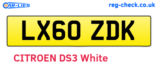 LX60ZDK are the vehicle registration plates.