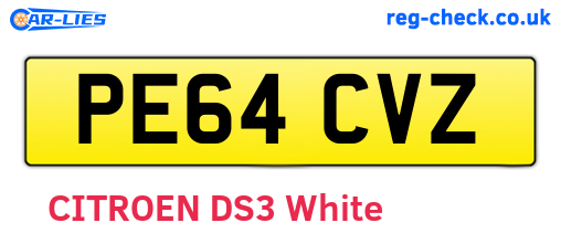 PE64CVZ are the vehicle registration plates.