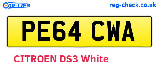 PE64CWA are the vehicle registration plates.