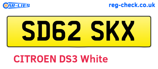 SD62SKX are the vehicle registration plates.