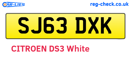 SJ63DXK are the vehicle registration plates.