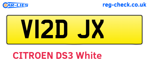 V12DJX are the vehicle registration plates.