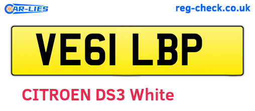 VE61LBP are the vehicle registration plates.