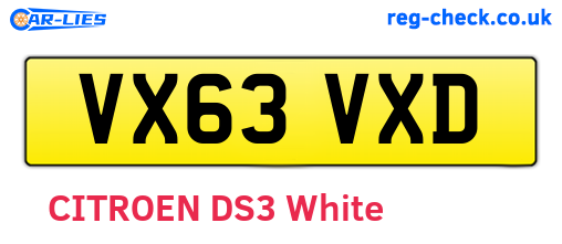 VX63VXD are the vehicle registration plates.