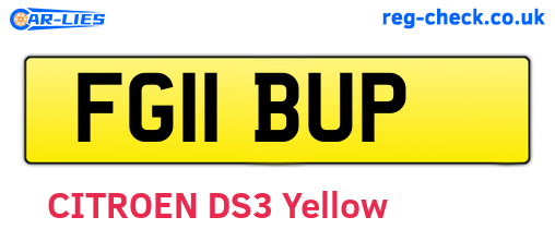 FG11BUP are the vehicle registration plates.
