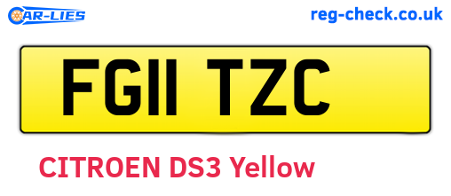 FG11TZC are the vehicle registration plates.