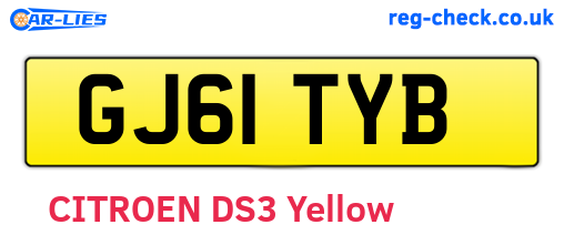 GJ61TYB are the vehicle registration plates.