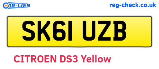 SK61UZB are the vehicle registration plates.