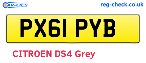 PX61PYB are the vehicle registration plates.
