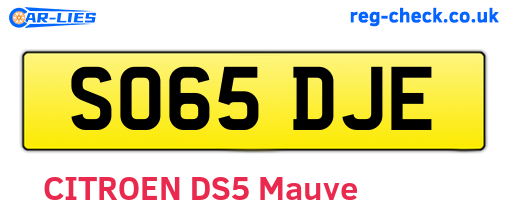 SO65DJE are the vehicle registration plates.