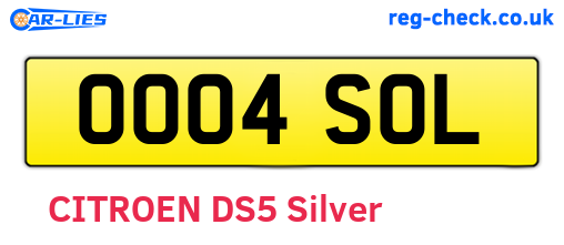 OO04SOL are the vehicle registration plates.