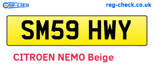 SM59HWY are the vehicle registration plates.