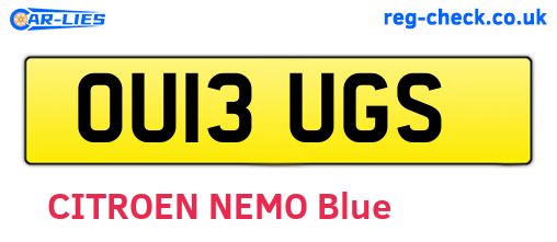 OU13UGS are the vehicle registration plates.