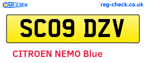 SC09DZV are the vehicle registration plates.