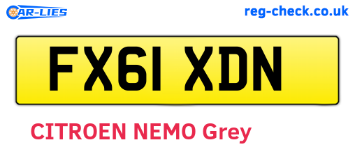 FX61XDN are the vehicle registration plates.