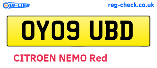 OY09UBD are the vehicle registration plates.
