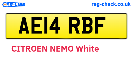 AE14RBF are the vehicle registration plates.