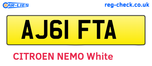 AJ61FTA are the vehicle registration plates.