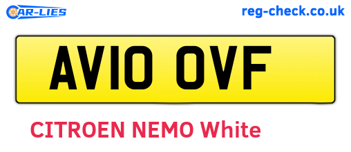 AV10OVF are the vehicle registration plates.
