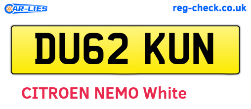 DU62KUN are the vehicle registration plates.