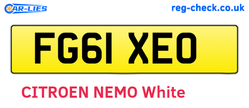 FG61XEO are the vehicle registration plates.
