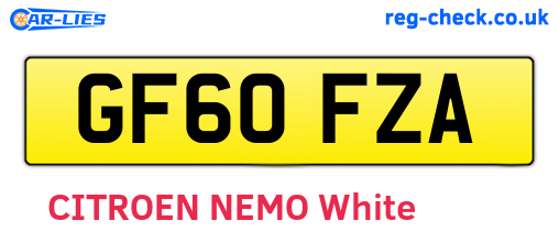 GF60FZA are the vehicle registration plates.