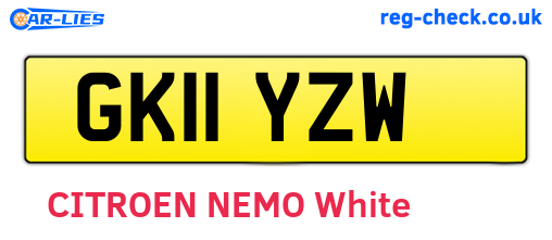 GK11YZW are the vehicle registration plates.